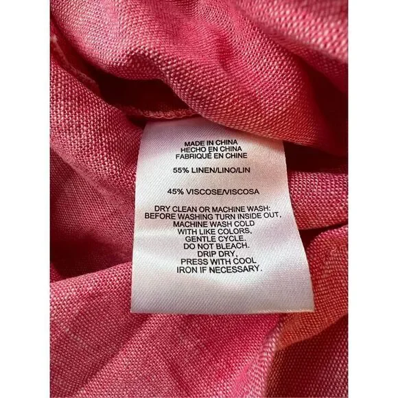 NWT! Jones New York Pink Linen Blend Shacket Jacket With Rolled Tab Small - Picture 6 of 9